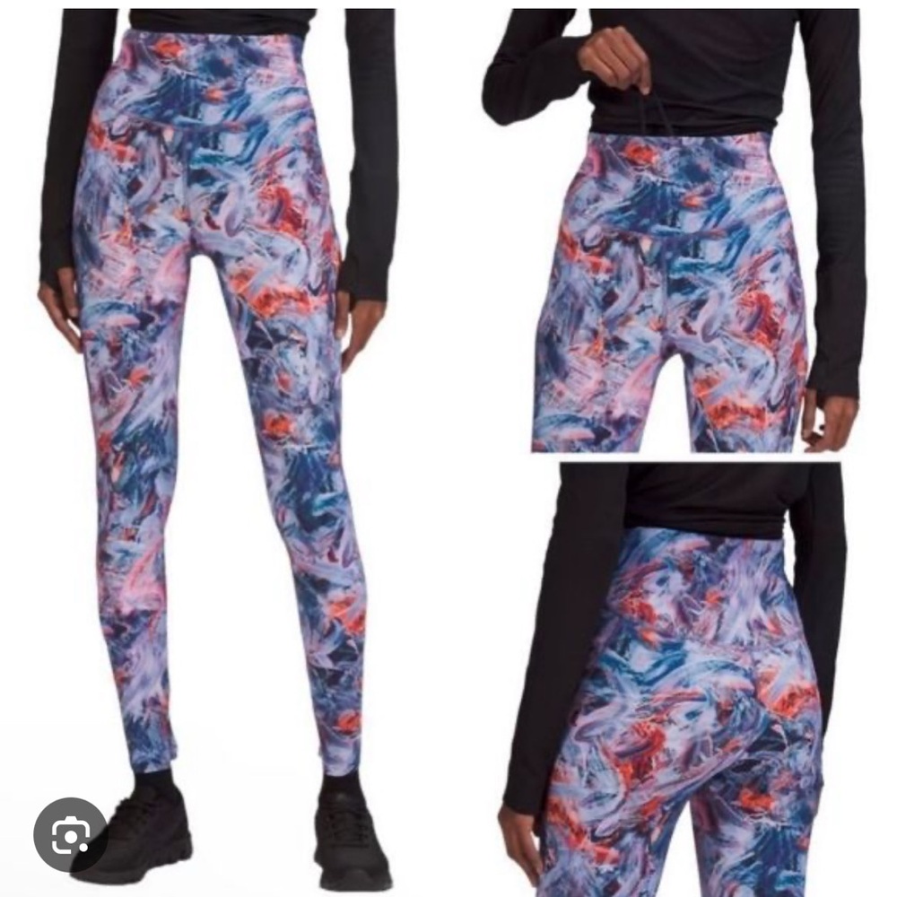 Lululemon Athletica Blue and Red Abstract Leggings‎
